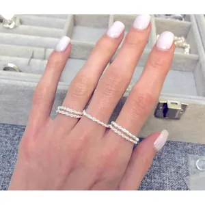 NEW Dainty‎ Diamond Cut White Gold Plated Silver Bendy Ring, Size 5 thumbnail 3