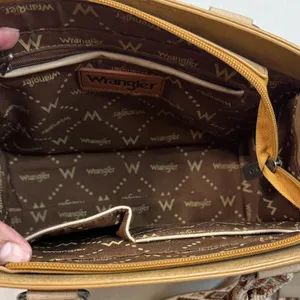Wrangler Tan Tote Bag with Patterned Handles thumbnail 4