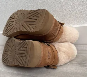 KAREL Chestnut Short Mini Women’s Sheepskin Suede Leather Boots thumbnail 7