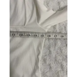 NEW Halara White Ribbed Knit Square Neck Long Sleeve Skinny Casual Bodysuit S thumbnail 7