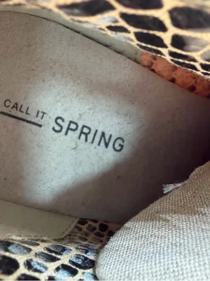 Call It Spring Wedge Booties Womens 7.5 Beige Canvas Lace Up Leopard thumbnail 8