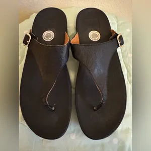 Fitflop Black Textured Sandals Womens size 10 thumbnail 5