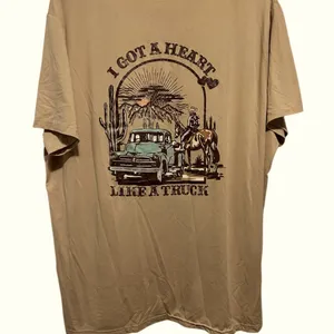 SheIn 2XL Western Tan Graphic T-Shirt thumbnail 1