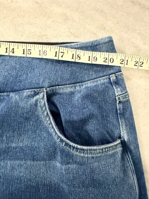 NWOT Halara Size 2X Pull On Wide Leg Jeans Blue Stretch Denim High Rise Regular thumbnail 6