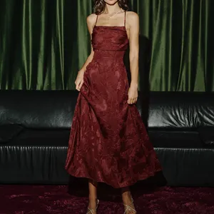 Rihoas Brick Red X Cross Floral Maxi Dress thumbnail 5