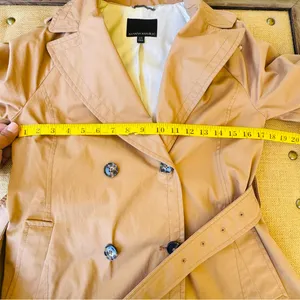 Banana Republic Water-Resistant Tie-Sleeve Trench Coat Jacket Camel Tan Belted thumbnail 6