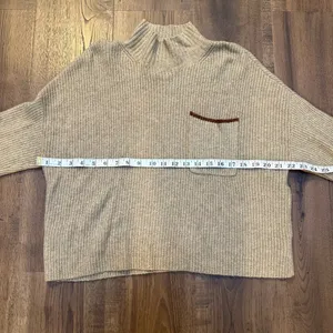 AMERICAN‎ EAGLE Mock Neck Sweater Pocket Multicolor Taupe Tan Size Medium thumbnail 4