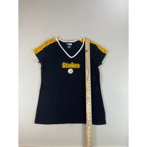 NFL Team Apparel Steelers Black Cotton Tee Shirt Womens Size L thumbnail 4