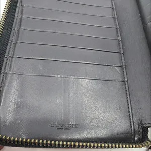 Coach Accordion Zip Brown/Black Signature Coated Canvas Wallet thumbnail 8