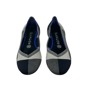 Rothy's The Flat Captoe Black White Plaid Check‎ Retired Ballerina Size 7 thumbnail 5