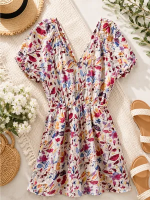 Staccato Floral V-Neck Midi Dress‎ thumbnail 2