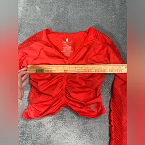 Free people FP Movement on the rise long sleeve later Red Ruched Active Top M/L thumbnail 7