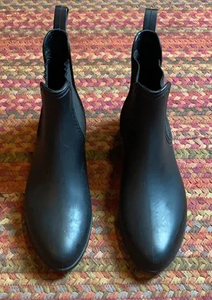 Jeffrey Campbell Black Chelsea Slip On Rubber Rain Booties thumbnail 1