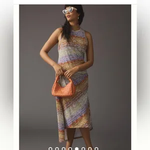 ANTHROPOLOGIE Daily Practice Purple Motiff Treasure Dress size small thumbnail 7