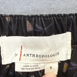 Anthropologie Small Black Floral High Rise Tapered‎ Cargo Pants Elastic Back thumbnail 3