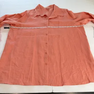 LL Bean Coral Orange Premium Washable Linen Long Sleeve Button‎ Up Shirt Size 1X thumbnail 7