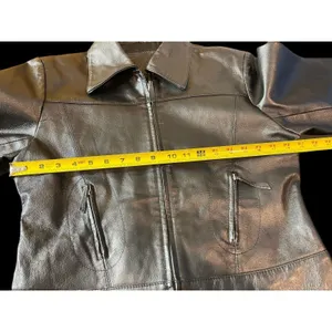 Women’s Sonnora Black Short Motorcycle Zip Genuine Leather Jacket Fits S thumbnail 11