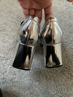 Nine West Size 6 Metallic Silver Block Heel Loafers - Women's Stylish Penny Loaf thumbnail 7