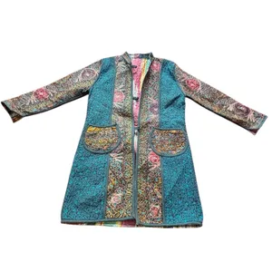 Quilted Embroidered Jacket Boho Artisan Coat Multicolor Statement Piece Multiple Size M thumbnail 2