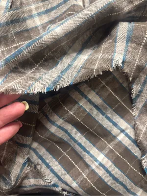 BKE Oversized Plaid Long Sleeve Shirt Medium Brown Blue Frayed Raw Edge Grunge thumbnail 6