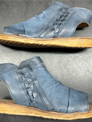 Miz Mooz Women's Size 37 (6.5-7 US) Blue Leather Ruched Sandals Flaire River thumbnail 3