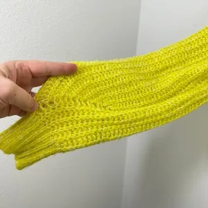 by Anthropologie Sweater Vibrant Neon Yellow Knit V-Neck Long Sleeve‎ Pullover thumbnail 3
