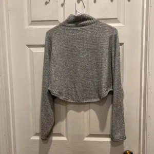 Pilcro Anthropologie‎ Mock Neck Cropped Ribbed Sweater Heather Gray XXS Batwing thumbnail 7