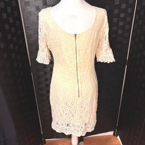 Tulle‎ Anthropologie Lace Sheath Dress Womens S Ivory Wedding Romantic Party thumbnail 4