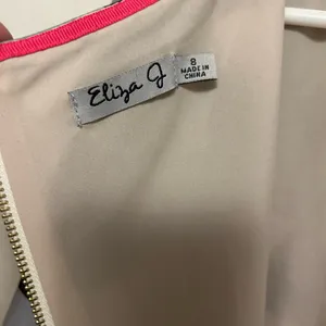 ELIZA J‎ Shift Dress Black Ivory Pink Geometric Short Sleeve Size 8 thumbnail 7