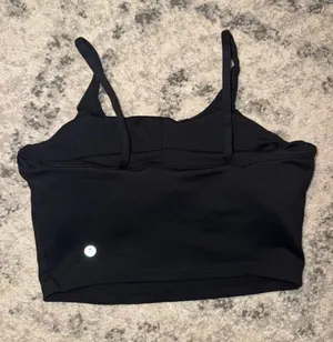 Halara Women's S Black Activewear Cropped Tank Built-In Bra Square Neck thumbnail 1