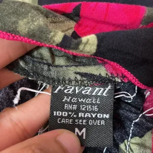 Ravant Hawaii Tropical Floral Halter Dress Women M Black Pink Hibiscus Midi Boho thumbnail 6