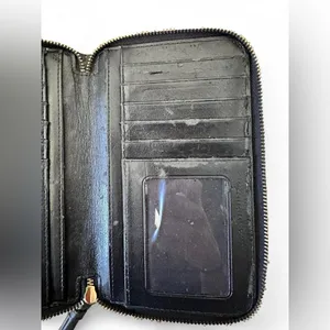 Coach Leather Zip Wristlet Wallet – Black – New York Logo thumbnail 5