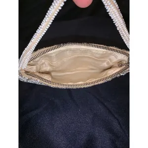 white‎ gold beaded floral bag 7"x4" thumbnail 3