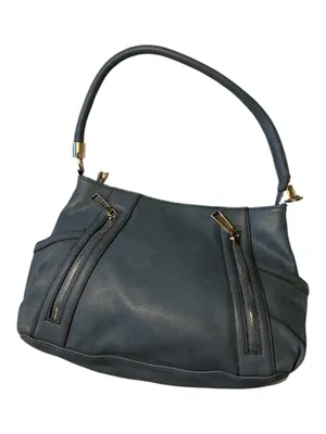 Liz Claiborne Slate Blue Shoulder Bag | Multi-Pocket Hobo Purse with Zipper Accents thumbnail 1