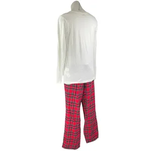 J.Crew White Red Holiday Crew Plaid Flannel Long Sleeve Sleepwear Pajamas Set M thumbnail 2