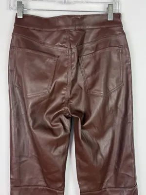 NWT Revice Denim 909 High Street Faux Leather Pants Cognac Brown Size 29 NEW thumbnail 9
