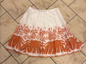 White and Cream Mini A-Line Skirt with Pleated Resort Style thumbnail 2