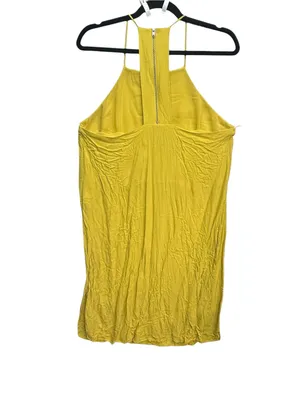 Forever 21 Contemporary Mustard Yellow Racerback Side Slit Mini Dress Size L thumbnail 4