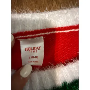 Holiday Time Womens Red Pink Argyle Teddy Bear Ugly Christmas Sweater Lg 12-14‎ thumbnail 2