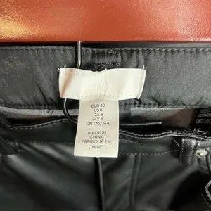 H&M Faux‎ Leather Pants Size 8 Black Straight Leg Casual Career thumbnail 3