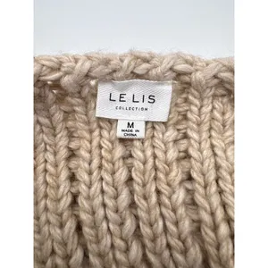 LE LIS Beige Chunky‎ Cable Ribbed Knit Sweater Vest Medium Tan Open Front Tie thumbnail 7