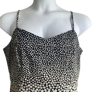 Ann Taylor LOFT Women Coastal Resort Polka Dot Dress 12 Navy Blue A-Line Classic thumbnail 4