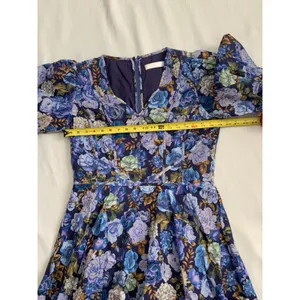 Rachel Parcell Floral Linen Blend V-Neck‎ Puff Sleeve Mini Dress size 14 thumbnail 7