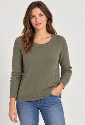 Madewell Women’s Medium Olive Green Textured Knit Crew Neck Sweater Cotton Blend thumbnail 1