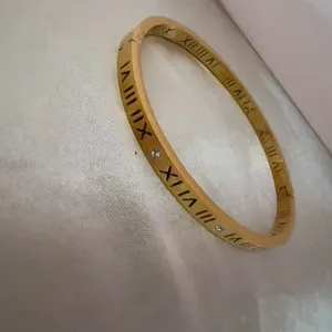 18K Gold Plated Cubic Zirconia Bangle Bracelet Titanium steel womens jewelry thumbnail 5