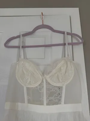 Klessis White Lace Bralette Maxi Dress Tulle Bridal Shower Bachelorette NWT thumbnail 9