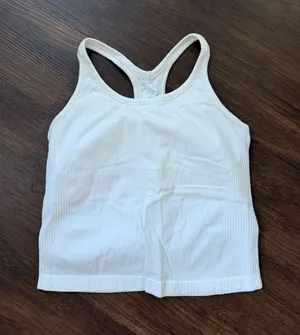 Forever 21 Women’s White Ribbed Workout Tank thumbnail 1