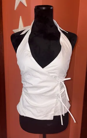 NWT-Zara White Colloared Halter Wrap Women's Top thumbnail 1