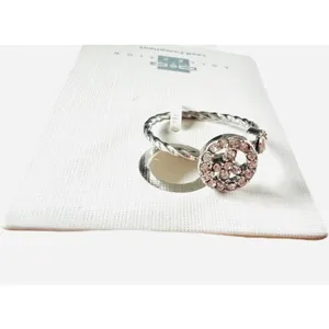 New Womens One Way Collective Peace Sign Silver & Rhinestone Wrap Ring - Sz 8 thumbnail 2