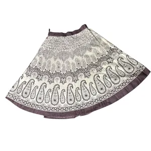Vintage Bohemian Skirt West Midi Skirt Brown Paisley Floral Print Studio thumbnail 3